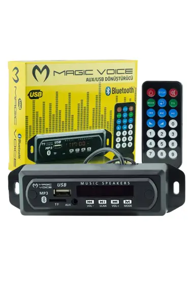 MAGICVOICE USB-400 (V20) BLUETOOTH/AUX USB/SD/MMC-MİC-KUMANDALI OTO TEYP ÇEVİRİCİ DİJİTAL PLAYER (5V/12V) (4767)