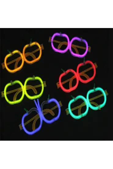 Glow Stick Elma Gözlük - Glow Partisi Gözlüğü - Glow Stick Gözlük 12 Adet (4767)