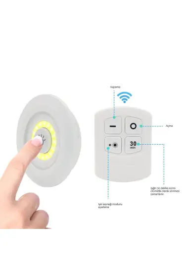 3&aposlü Uzaktan Kumandalı Pilli Yapışkanlı Kablosuz Led Spot Lambalar (4767)