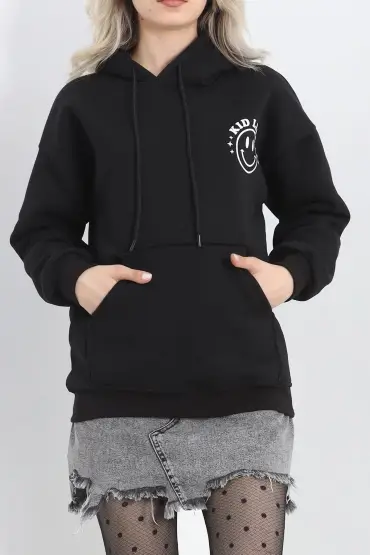 Baskılı Unisex Sweat Siyah