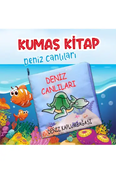  247  Deniz Canlıları Kumaş Sessiz Kitap