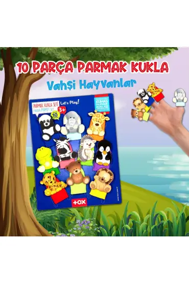  247  Vahşi Hayvanlar 10 Parça Parmak Kukla , Eğitici Oyuncak