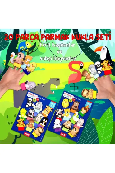  247 2 Set - 20 Parça  Vahşi Hayvanlar ve Evcil Hayvanlar Parmak Kukla