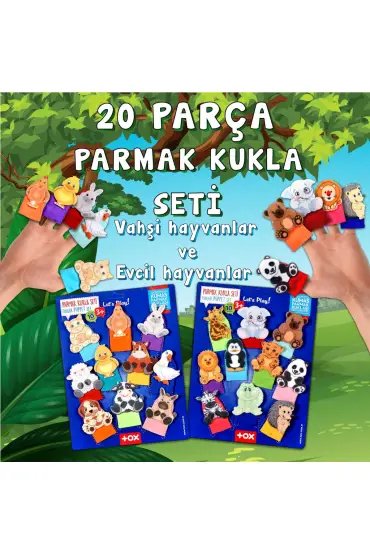  247 2 Set - 20 Parça  Vahşi Hayvanlar ve Evcil Hayvanlar Parmak Kukla