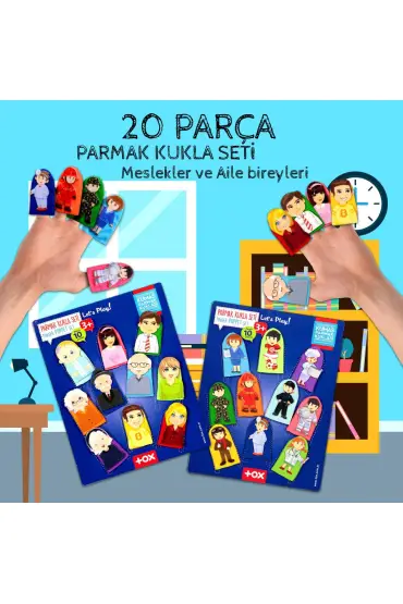  247 2 Set - 20 Parça  Meslekler ve Aile Üyeleri 20 Parça Parmak Kukla