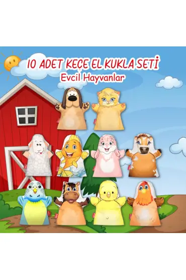  247 10 Parça  Evcil Hayvanlar El Kukla Set , Eğitici Oyuncak