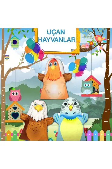  247 3 Parça  Uçan Hayvanlar Keçe El Kukla Set , Eğitici Oyuncak