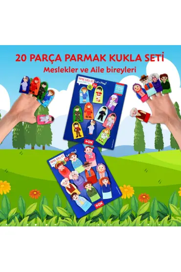  247 2 Set - 20 Parça  Aile Üyeleri ve Meslekler 20 Parça Parmak Kukla