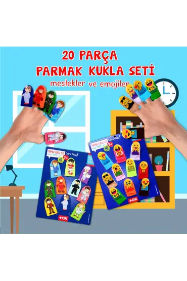  247 2 Set - 20 Parça  Emojiler ve Meslekler Parmak Kukla