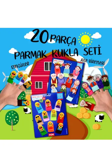  247 2 Set - 20 Parça  Emojiler ve Aile Bireyleri Parmak Kukla