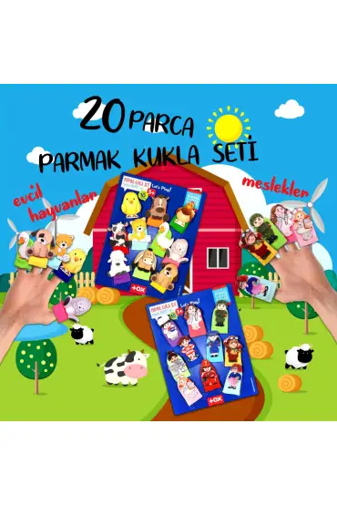  247 2 Set - 20 Parça  Evcil Hayvanlar ve Meslekler Parmak Kukla