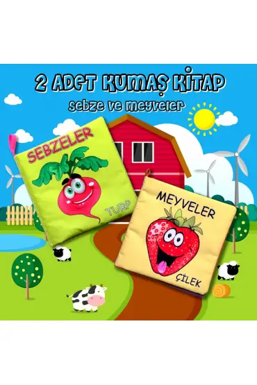  247 2 Kitap  Meyveler ve Sebzeler Kumaş Sessiz Kitap