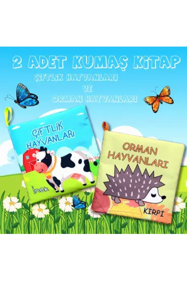  247 2 Kitap  Çiftlik Hayvanları ve Orman Hayvanlar Kumaş Sessiz Kitap