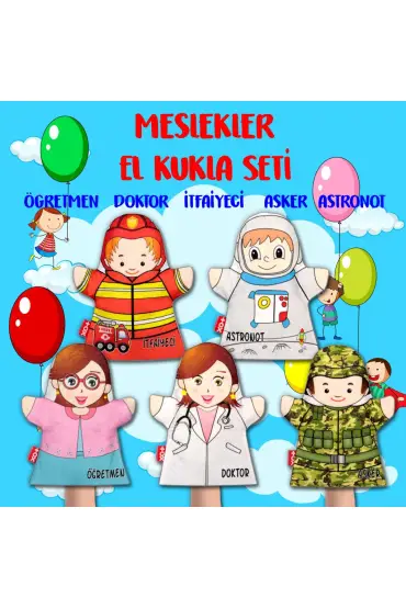  247 5 Parça  Meslekler El Kukla Set , Eğitici Oyuncak