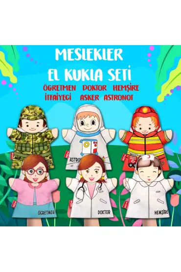  247 6 Parça  Meslekler El Kukla Set , Eğitici Oyuncak