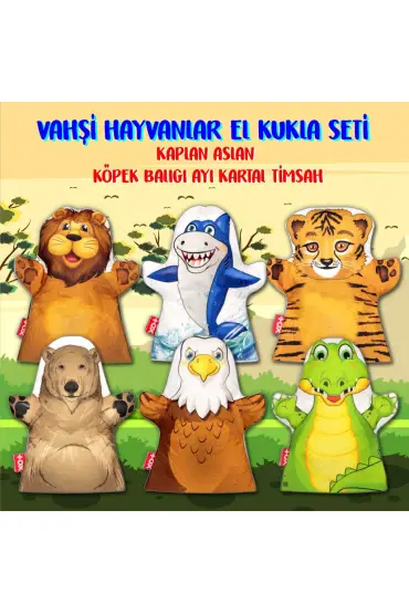  247 6 Parça  Vahşi Hayvanlar El Kukla Set , Eğitici Oyuncak