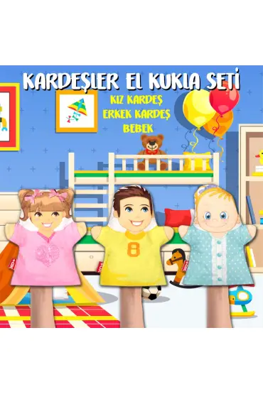  247 3 Parça  Kardeşler El Kukla Set , Eğitici Oyuncak