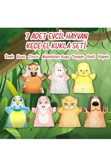  247 7 Parça  Evcil Hayvanlar El Kukla Set , Eğitici Oyuncak