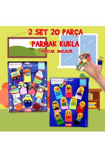  247 2 Set - 20 Parça  Taşıtlar ve Emojiler Parmak Kukla