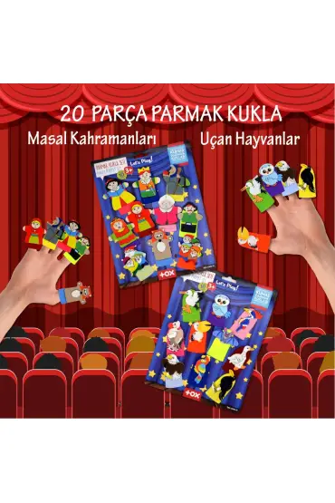  247 2 Set - 20 Parça  Masal Kahramanları ve Uçan Hayvanlar Parmak Kukla