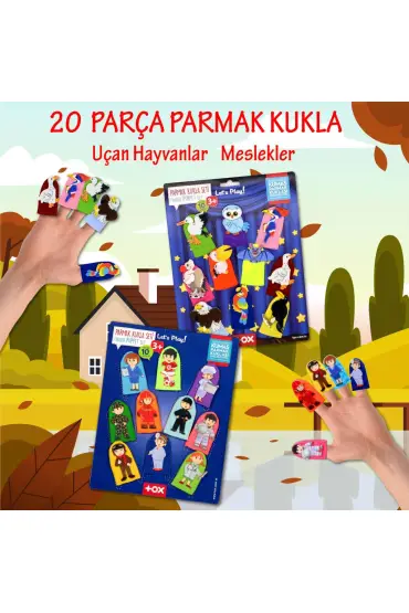  247 2 Set - 20 Parça  Meslekler ve Uçan Hayvanlar Parmak Kukla