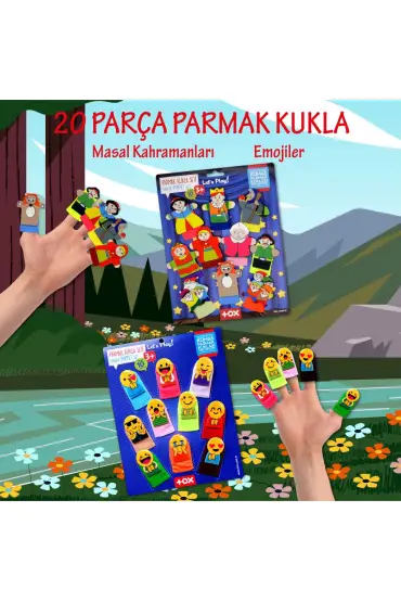  247 2 Set - 20 Parça  Emojiler ve Masal Kahramanları Parmak Kukla