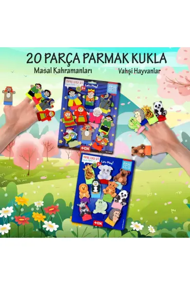  247 2 Set - 20 Parça  Masal Kahramanları ve Vahşi Hayvanlar Parmak Kukla