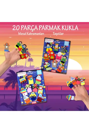  247 2 Set - 20 Parça  Masal Kahramanları ve Taşıtlar Parmak Kukla