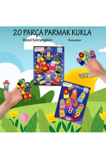  247 2 Set - 20 Parça  Masal Kahramanları ve Rakamlar Parmak Kukla