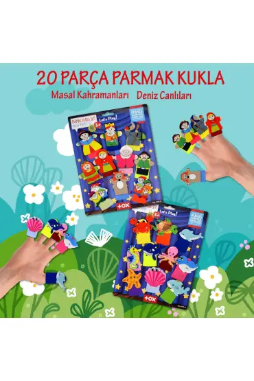  247 2 Set - 20 Parça  Masal Kahramanları ve Deniz Canlıları Parmak Kukla