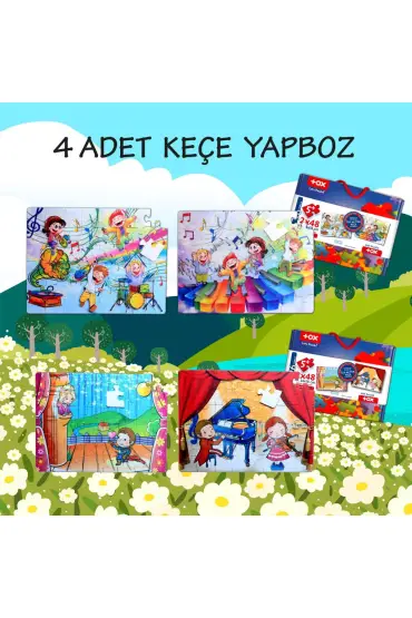  247 4 Set - 96 Parça  Müzik ve Sahne 5+ Keçe Yapboz - 5 Yaş Puzzle