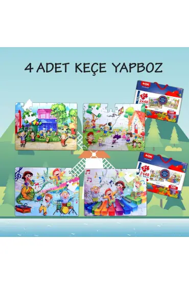  247 4 Set - 96 Parça  Oyun Parkı ve Müzik 5+ Keçe Yapboz - 5 Yaş Puzzle