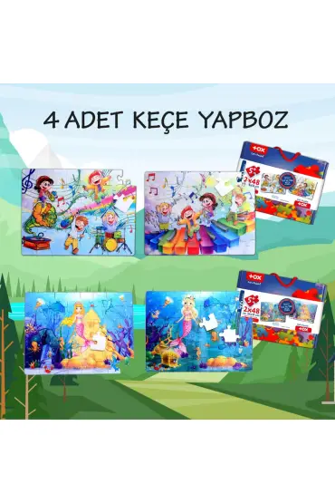  247 4 Set - 96 Parça  Müzik ve Deniz Kızı 5+ Keçe Yapboz - 5 Yaş Puzzle