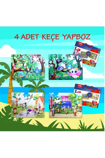  247 4 Set - 96 Parça  Baykuş ve Oyun Parkı 5+ Keçe Yapboz - 5 Yaş Puzzle