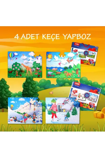  247 4 Set - 96 Parça  Kış ve Origami 5+ Keçe Yapboz - 5 Yaş Puzzle