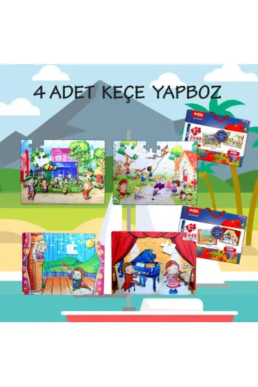  247 4 Set - 96 Parça  Oyun Parkı ve Sahne 5+ Keçe Yapboz - 5 Yaş Puzzle