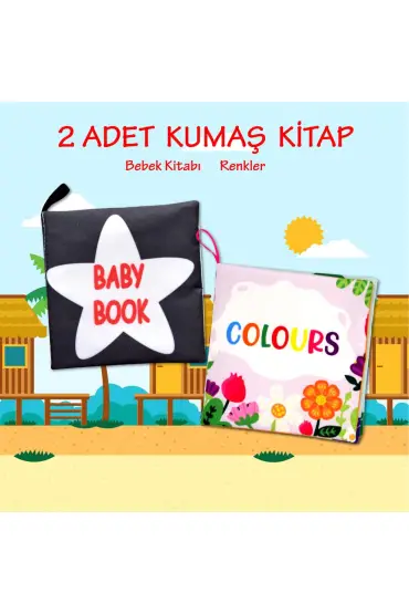  247 2 Kitap  İngilizce Renkler ve Siyah Beyaz Bebek Kumaş Sessiz Kitap