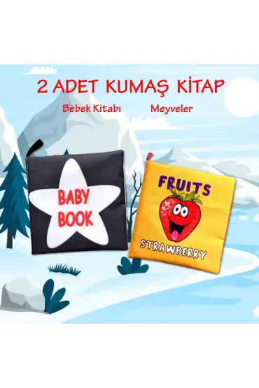  247 2 Kitap  İngilizce Siyah-Beyaz Bebek ve Kumaş Sessiz Kitap