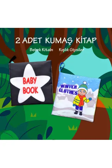  247 2 Kitap  İngilizce Siyah-Beyaz Bebek ve Kışlık Giysiler Kumaş Sessiz Kitap