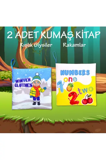  247 2 Kitap  İngilizce Kışlık Giysiler ve Rakamlar Kumaş Sessiz Kitap