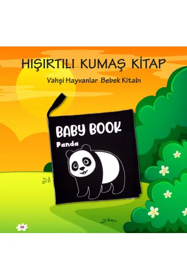  247  İngilizce Siyah Beyaz Vahşi Hayvanlar Kumaş Sessiz Kitap E497 - Bez Kitap , Eğitici Oyuncak , Yumuşak ve Hışırtıl