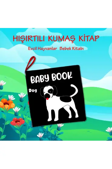 İngilizce Siyah Beyaz Evcil Hayvanlar Kumaş Sessiz Kitap E496 - Bez Kitap , Eğitici Oyuncak , Yumuşak ve Hışırtılı