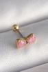 316L Çelik Gold Renk Pembe Fiyonk Model Tragus Piercing - TJ-PR1294