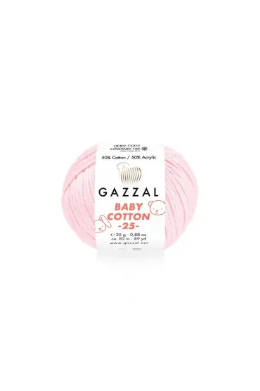 Gazzal Baby Cotton 25 El Örgü İpi Açık Pembe 3411