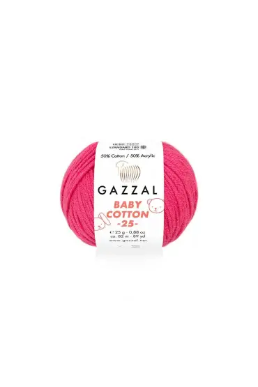 Gazzal Baby Cotton 25 El Örgü İpi Ahududu 3415