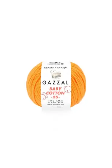 Gazzal Baby Cotton 25 El Örgü İpi Turuncu 3416