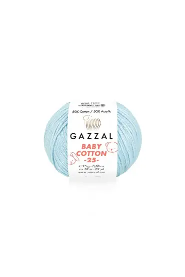 Gazzal Baby Cotton 25 El Örgü İpi Bebe Mavi 3429