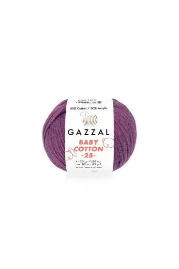 Gazzal Baby Cotton 25 El Örgü İpi Mor 3441