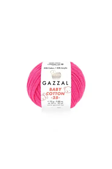 Gazzal Baby Cotton 25 El Örgü İpi Neon Pembe 3461