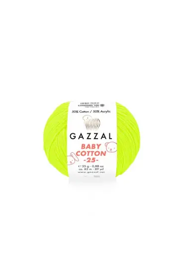 Gazzal Baby Cotton 25 El Örgü İpi Neon Sarı 3462